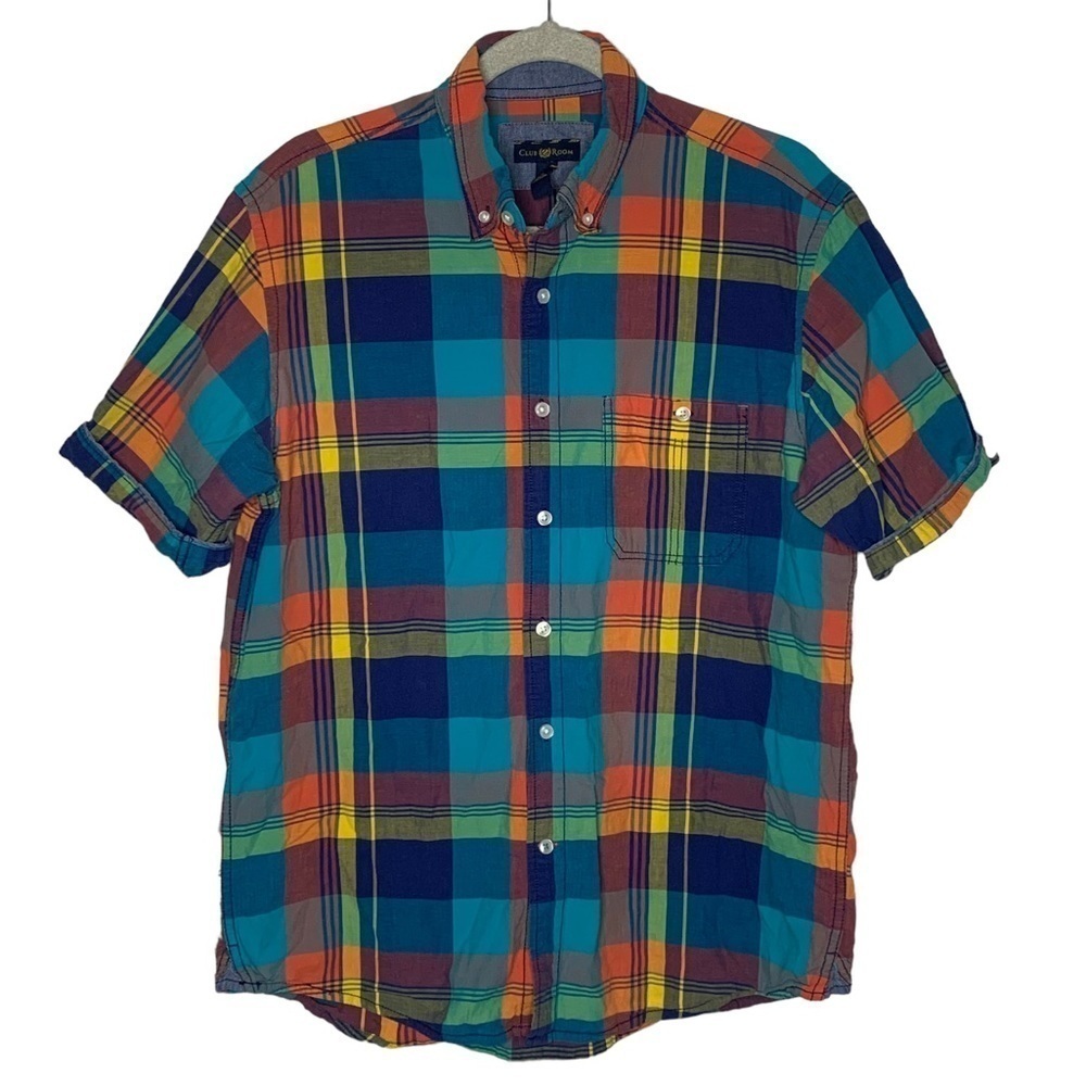 Club Room Mens Plaid Casual Button Down T-Shirt - Picture 3 of 11
